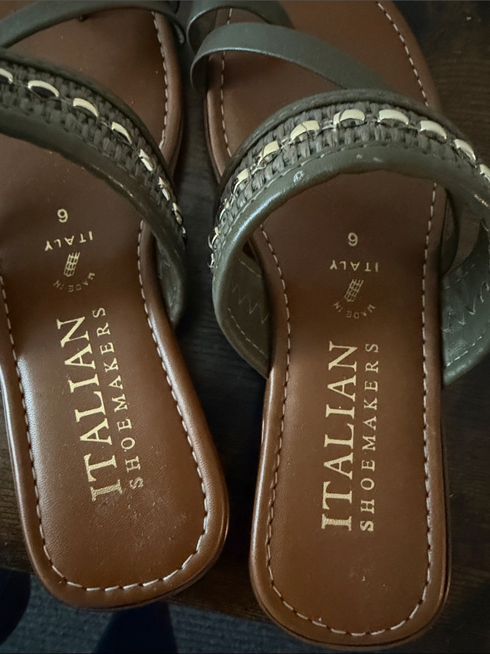 Italian Shoemakers Metallic Bronze Braided Slide Sandals - Picture 3 of 4